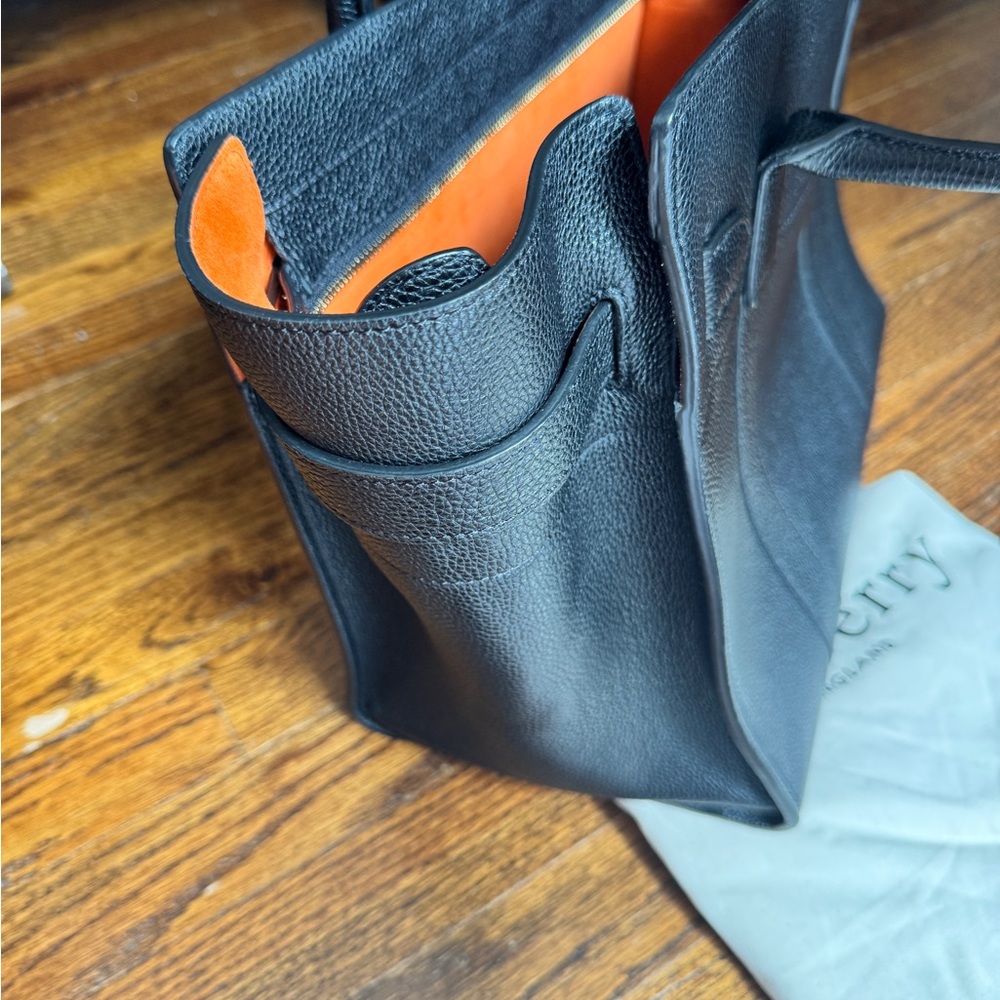 Mulberry Black Leather Tote with Orange Interior - Picture 8 of 12